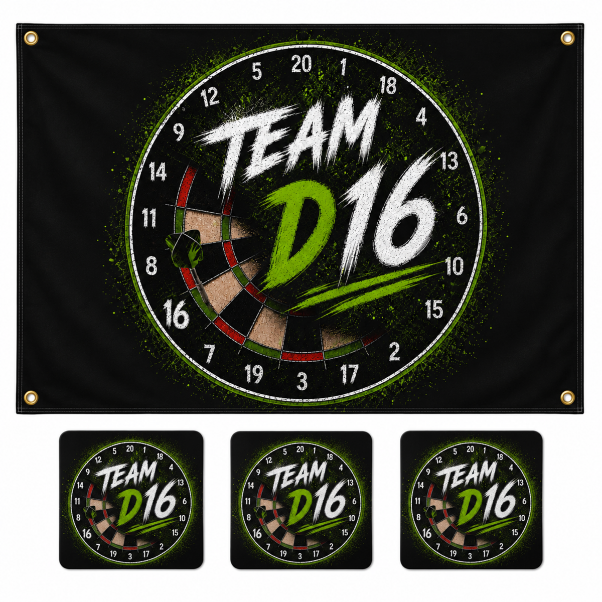 Starterset Team Doppel 16 (Flagge + 15 Sticker)